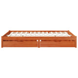 Bed Frame with Drawer with Storage Wax Brown Solid Pine Wood 3423809