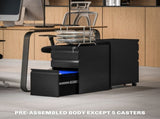 3-Drawer Steel Filing Cabinet with Lock and Wheels - Black T3398P344533