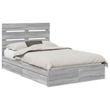Storage Bed Grey Sonoma 135 x 190 cm Engineered Wood 3411907