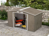 7 x 4ft Metal Garden Storage Shed with Vents, Floor Foundation Kit and Lockable Double Doors, Light T3398P314221