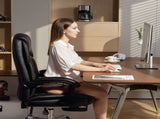 Faux Leather Reclining Office Chair, with Footrest - Black T3398P424991