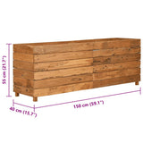 Raised Bed 150x40x55 cm Recycled Teak Wood and Steel 47426