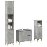 3 Piece Bathroom Furniture Set Concrete Grey Engineered Wood 3324945