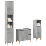 ZNTS 3 Piece Bathroom Furniture Set Concrete Grey Engineered Wood 3324945