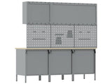 Work Cabinet with Drawer 8 pcs Black Engineered Wood and Steel 3321428