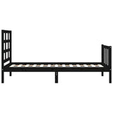 Bed Frame without Mattress Black Small Single Solid Wood Pine 3192065