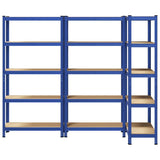 5-Layer Storage Shelves 3 pcs Blue Steel&Engineered Wood 3307592