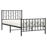 Metal Bed Frame without Mattress with Footboard Black 100x200cm 374450
