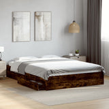 Bed Frame with Drawers without Mattress Smoked Oak 150x200 cm King Size 3280654