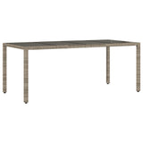 Garden Table Grey PE rattan, powder-coated steel, tempered glass 365594