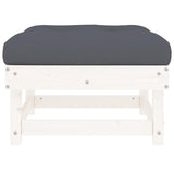 Garden Footstools with Cushions 2pcs White Solid Wood Pine 825465