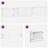 Dog Gate with Door Foldable 6 Panels White 480 cm Poplar Wood 3155673