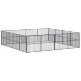 Dog Playpen 16 Panels Black Galvanised Steel 3209555