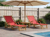 Folding Sun Lounger 2 pcs 3 Position Solid Eucalyptus Wood Red 3407818