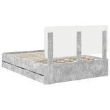 Bed Frame with Drawer Concrete Grey 140 x 200 cm Engineer Wood 3412591