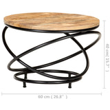 ZNTS Coffee Table Black 60x60x40 cm Solid Rough Mango Wood 321935