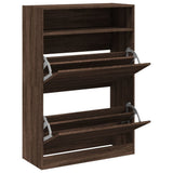 Shoe Cabinet with 2 Flip-Drawers Brown Oak 80x34x116 cm 3214412