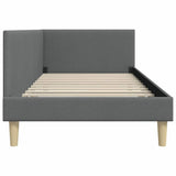 Corner Bed Frame with Headboard Dark Grey 90 cm x 190 cm Velvet 42016182