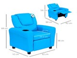 Kids Recliner Chair, PU Leather with Adjustable Backrest, Footrest, Padded Headrest, Blue T3398P348592