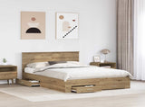 Bed Frame with Drawer Artisan Oak 140 x 190 cm Engineered Wood 3408262
