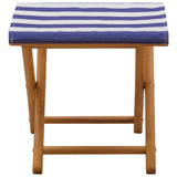 Deck Chair 2 pcs Solid Eucalyptus Wood Blue and White 42024902