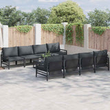 Garden Sofa Set with Cushion 9 pcs Black Steel 3378958