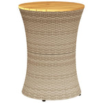 ZNTS Garden Side Table Drum Shape Beige Poly Rattan and Solid Wood 368298