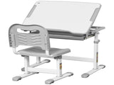 Kids Desk and Chair Set, Student Adjustable Writing Desk, with Drawer, Pen Slot, Hook - Grey T3398P347711