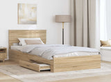Bed Frame with Headboard Sonoma Oak 90 x 190 cm Engineered Wood 3410951