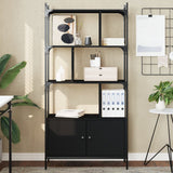 Bookcase with Doors Black76.5x30x154.5 cm Engineered Wood 833348
