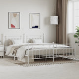 Bed Frame White Powder-Coated Steel Double Industrial Bed Frame 353611