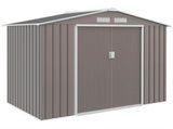 7ft x 4ft Lockable Garden Metal Storage Shed Storage Roofed Tool Metal Shed w/ Air Vents Steel Grey T3398P377669