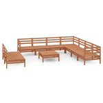 ZNTS 10 Piece Garden Lounge Set Solid Wood Pine Honey Brown 3083132