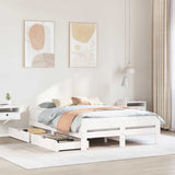 Bed Frame White Solid pinewood Double Bed Frame Rectangular 3309051
