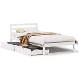 Bed Frame without Mattress White 75x190 cm Small Single Solid Wood Pine 3301525