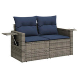 7 Piece Garden Sofa Set with Cushions Grey Poly Rattan 3326432