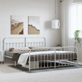 Bed Frame White Powder-coated steel Double Bed Frame 352650