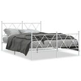 Metal Bed Frame without Mattress with Footboard White 140x190cm 376569