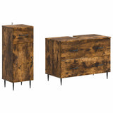 2 Piece Bathroom Cabinet Set HAARLEM Smoked Oak Engineered Wood 3417698