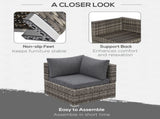 Outdoor PE Rattan Corner Sofa, Garden Wicker Furniture Single Sofa Chair w/ Cushions, Deep Grey T3398P320181