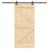 Sliding Door NARVIK Natural and Black 95 x 210 cm 3445235