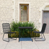Dining Set Black Poly rattan, powder-coated steel, glass 80 cm 3060243