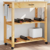 ZNTS Kitchen Trolley MONZA 84x40x90 cm Solid Wood Pine 376100