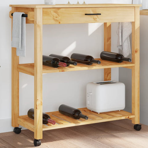 ZNTS Kitchen Trolley MONZA 84x40x90 cm Solid Wood Pine 376100