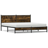 Metal Bed Frame without Mattress Smoked Oak 160x200 cm 4007835