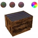 Coffee Table with Infinity LED Smoked Oak 70x50x50 cm 847662