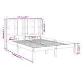 Bed Frame without Mattress Black 140x190 cm Solid Wood Pine 3105584