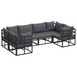 Garden Sofa Set with Cushion 6 pcs Black Aluminium 3378944