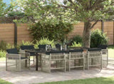 Garden Dining Set 9 pcs Light Grey Poly Rattan 3380792