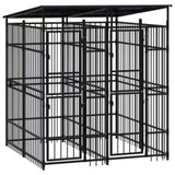 Outdoor Dog Kennel with Roof Steel 3.69 m 3097947